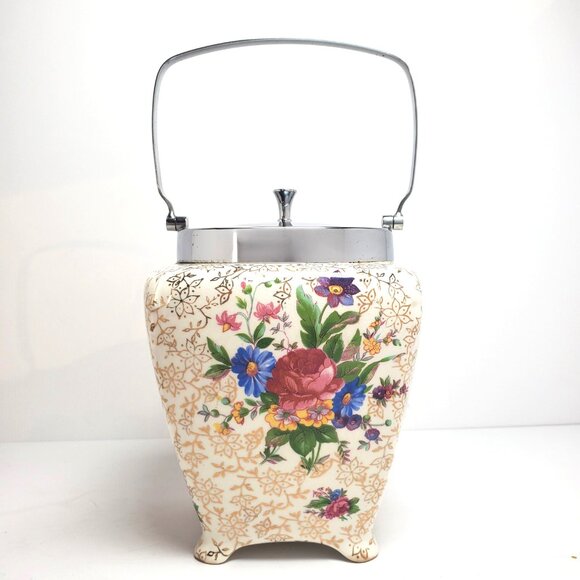 Antique Midwinter Staffordshire Porcelain Set – Biscuit Barrel, Salt & Pepper+ - Picture 3 of 14